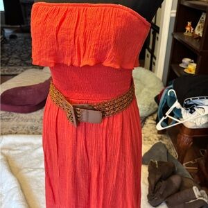 Iz Byer Vibrant strapless dress with belt